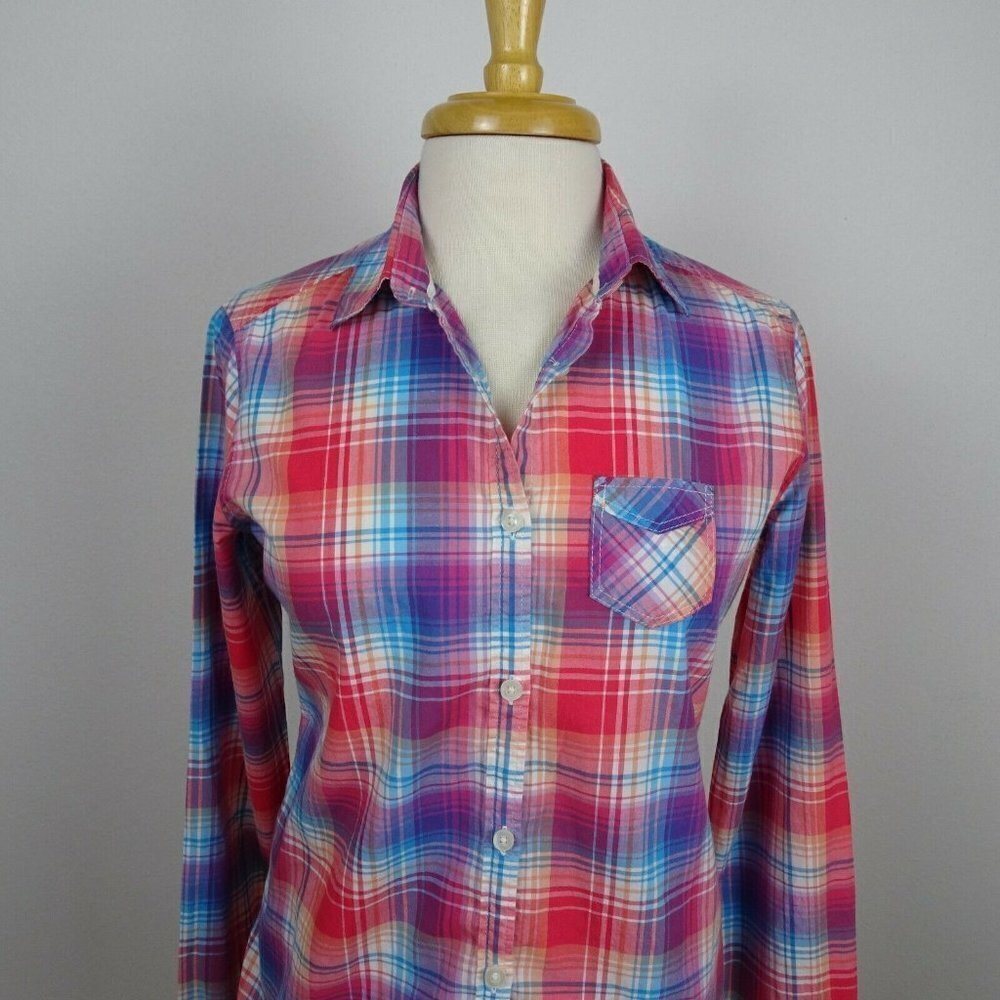 ๐ฐ3/$25 American Eagle Outfitters Button Down Shirt Top LS Plaid Western 4 - Picture 4 of 12